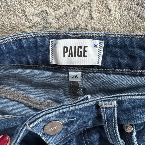 PAIGE Women’s Leenah Ankle High Rise Wide Leg Dark Blue Jeans - Picture 2 of 6